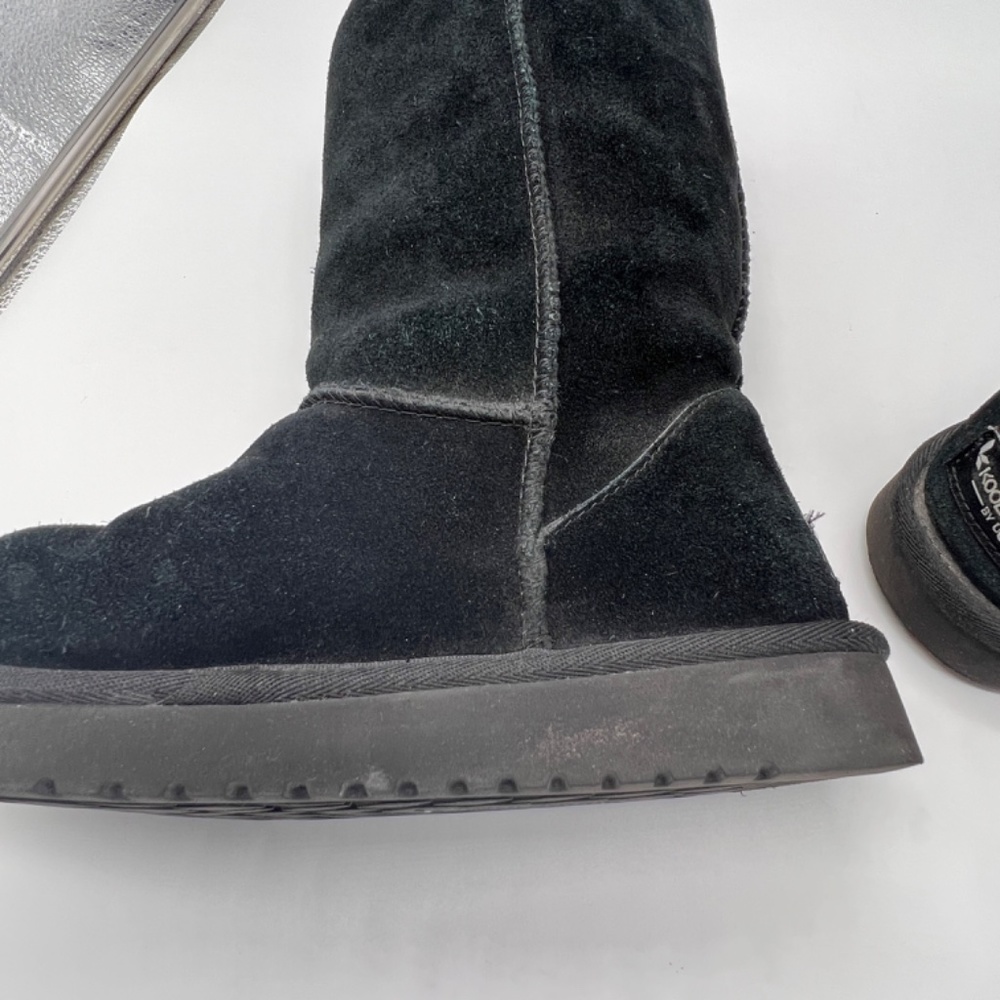 Koolaburra by UGG Black Leather Suede Calf Boots Y2K Faux Fur Lined Women Size 7 - Picture 10 of 14